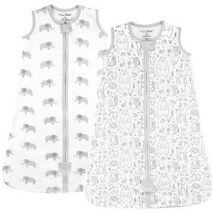 Organic Cotton Baby Sleep Sack Grey Animals